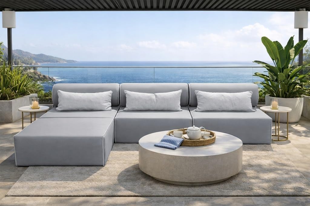 TRADA Divano da Esterno BALI M - Salottino da Giardino Esterno Resistenti alle Intemperie - Divanetti da Esterno Moderno per Giardino - Balcone e Terrazza - Grigio