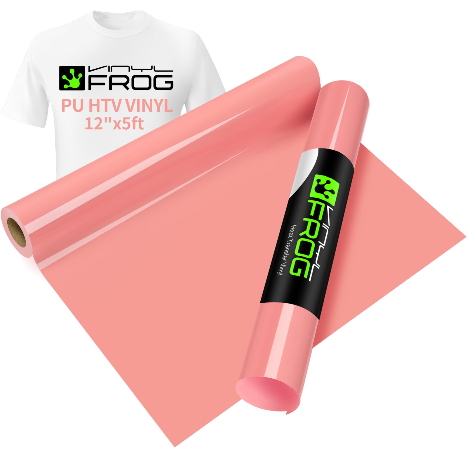 VINYL FROG Coral Heat Transfer Vinyl Roll 12" x5ft Matte HTV Vinyl