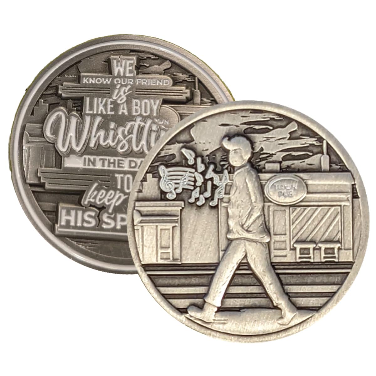 Whistling in The Dark AA Medallion and Recovery Chip from p.152 AA Big Book