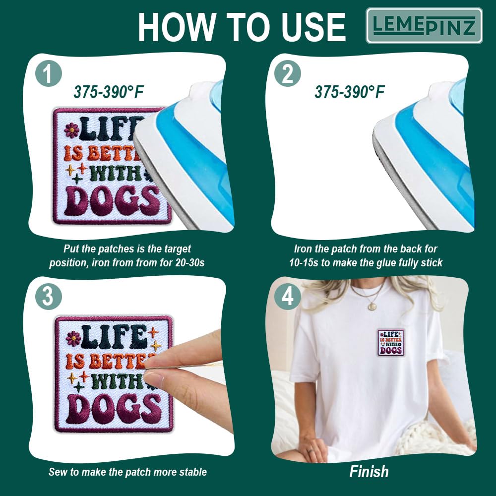 Parche bordado de perro con texto en inglés "Life is Better with Dogs", tamaño 7,6 cm, para sombreros, ropa, mochilas, jeans, parches para coser, parches de tela, parches de perros, regalo de