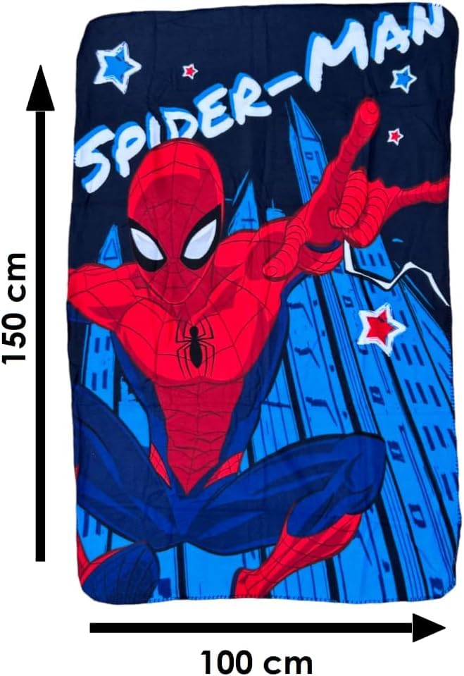 Spiderman Shooting Spider webs Yellow, Red and Blue Fleece Throw Blanket 40 x 60 (Mirror Spiderman)