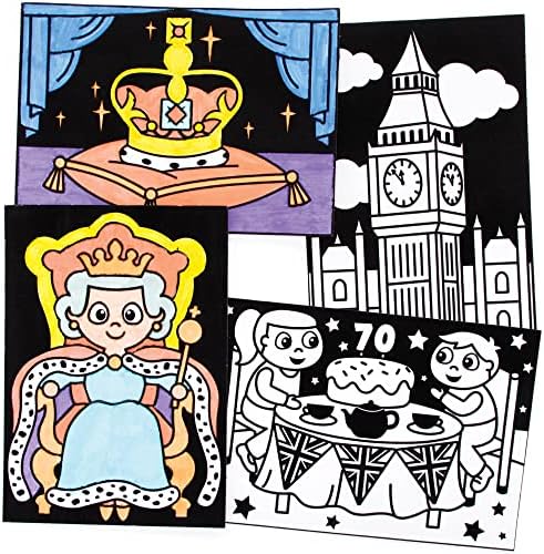 Baker Ross Jubilee Fuzzy Art Colouring Kit for Boys and Girls Aged 5 Plus, Pack of 10, Kids Jubilee Souvenir from, Assorted, PJ184