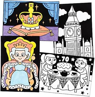 Baker Ross Jubilee Fuzzy Art Colouring Kit for Boys and Girls Aged 5 Plus, Pack of 10, Kids Jubilee Souvenir from, Assorted, PJ184