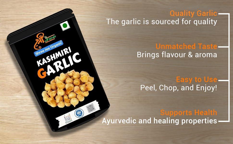Image of Shree Jee Organic Dry Kashmiri Garlic (250 grams) Premium Single Clove Garlic from the Himalayas, A Taste of Tradition Lehsun