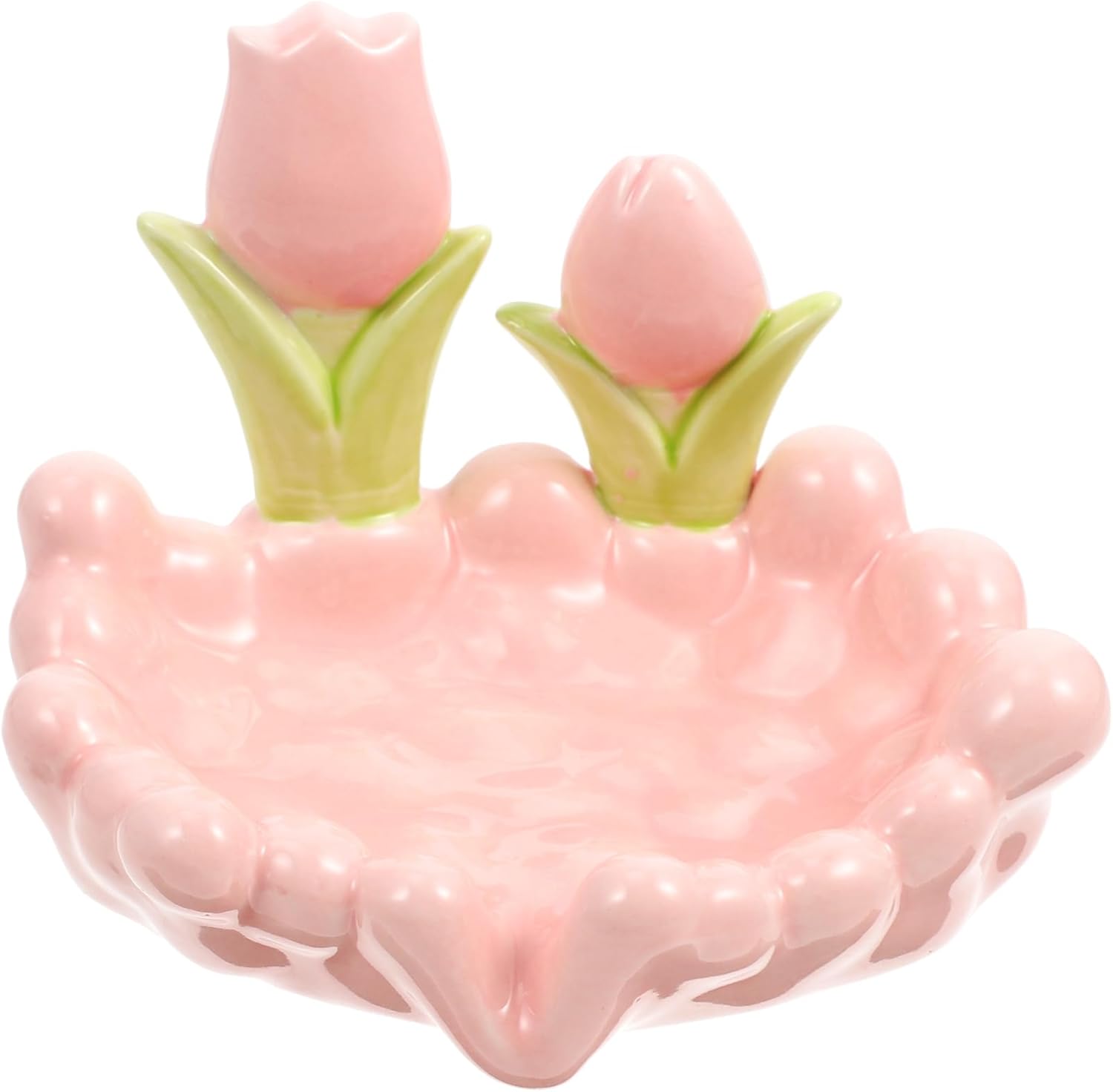 Soap Dish, 4pcs Soap Holder Tulip Flower Ring Dish Cute Soap Dish Bathroom Soap Case Soap Drying Holder Soap Bottle Tray Shower Soap Tray Floral Soap Dish Sponge