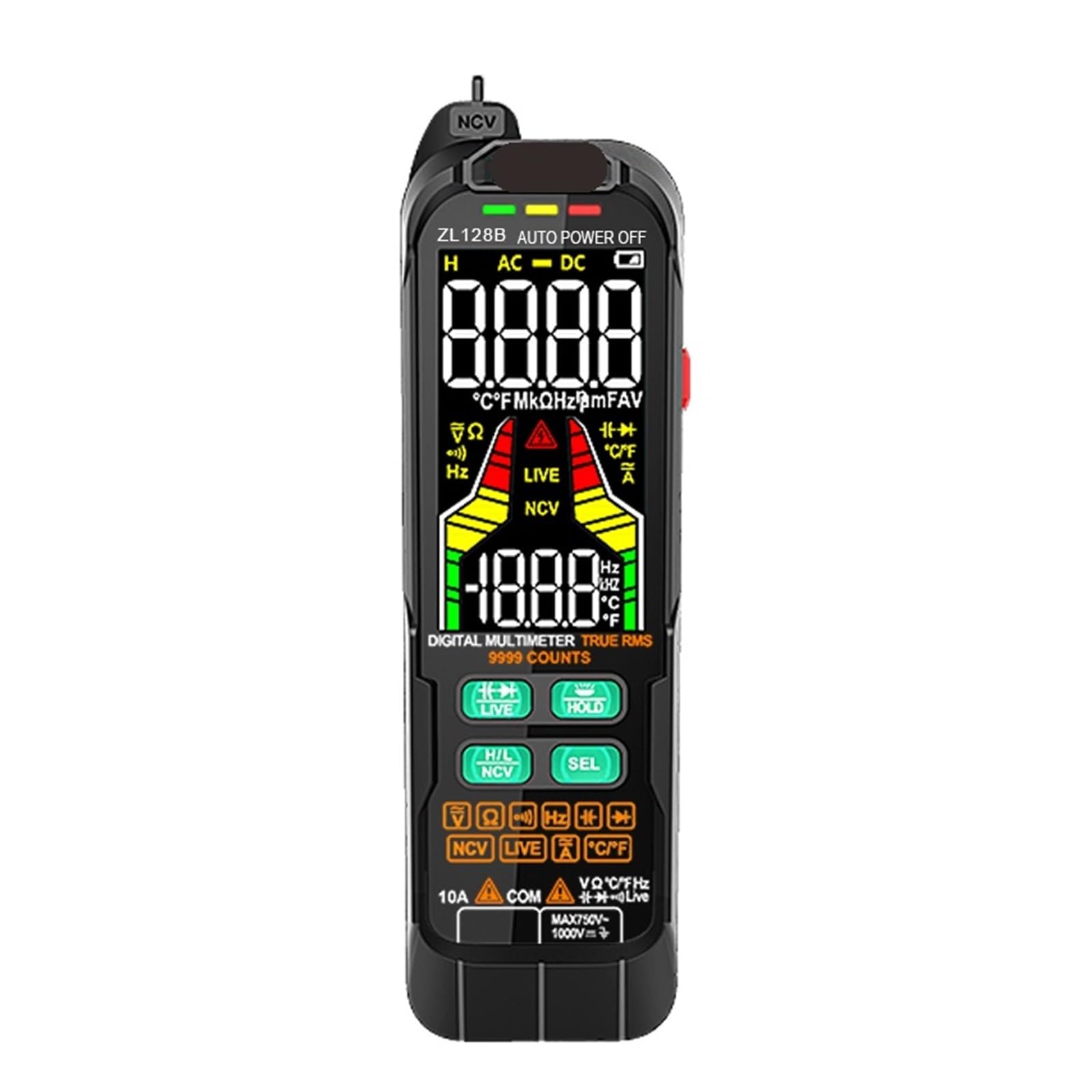Multimeter Digital, Digitales Profi-Multimeter - 9999 T-RMS LCD, AC/DC Stromspannungstester