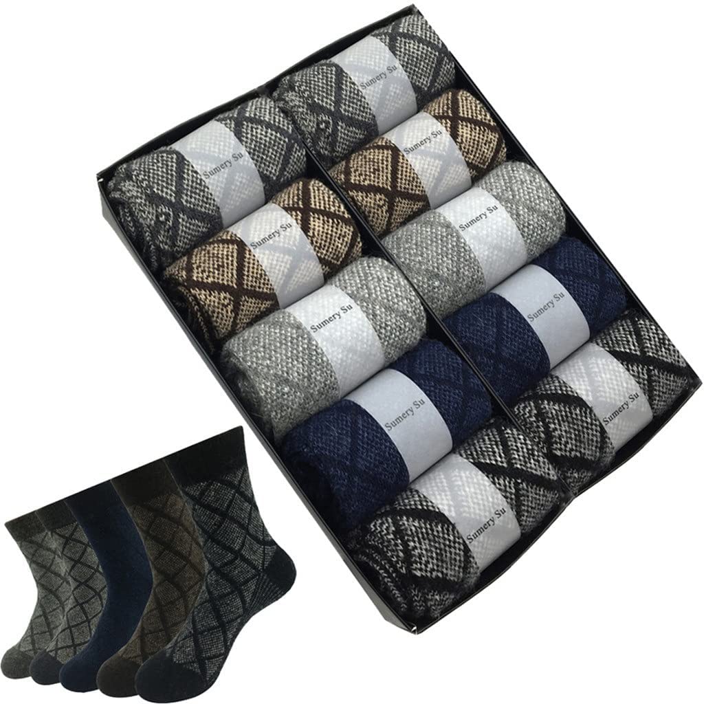 10 Pares/Lote Calcetines de Lana Hombres Invierno cacheméril Calcetines Transpirables Hombres (Color: un tamaño: un tamaño) (Color : A, Size : One Size)