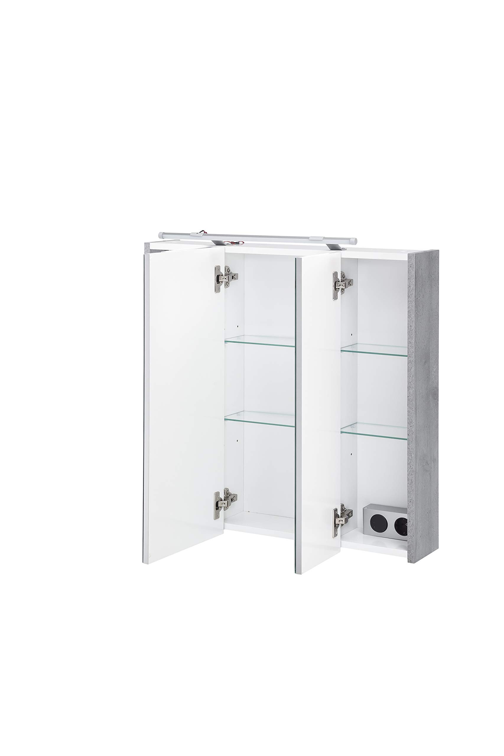 Schildmeyer Bello 701315 - Set di mobili per Il Bagno, 3 Pezzi, Grigio Pietra/Bianco Lucido