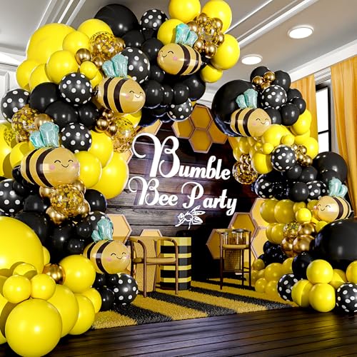 ALL-IN-1 Bee Balloons Arch & Garland Kit – Yellow and Black Balloons for Bumble Bee Party – What Will It Bee Gender Reveal, Honey Bee Baby Shower, Bee Birthday Party Decorations & Supplies ALL-IN-1 Bee Balloons Arch & Garland Kit – Yellow and Black Balloons for Bumble Bee Party – What Will It Bee Gender Reveal, Honey Bee Baby Shower, Bee Birthday Party Decorations & Supplies