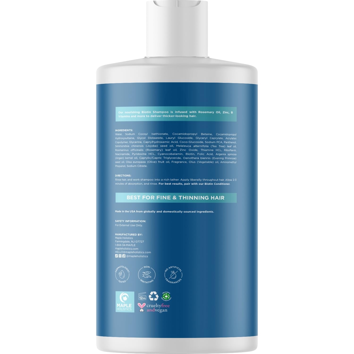 Biotin szampon do wzrostu włosów i objętości - Loss dla mężczyzn i kobiet - naturalny DHT Blocker, szampon do włosów cienkich - czysty olejek przeciwzmarszczkowy - nie zawiera siarczanów do farbowania włosów - 40 ml