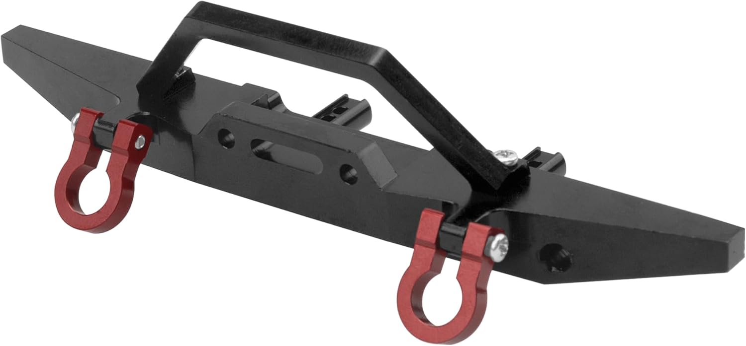 Aluminum Front Rear Bumper & Trailer Hook Compatibke with MN Model MN128 MN-128 1/12 RC Car (Black)