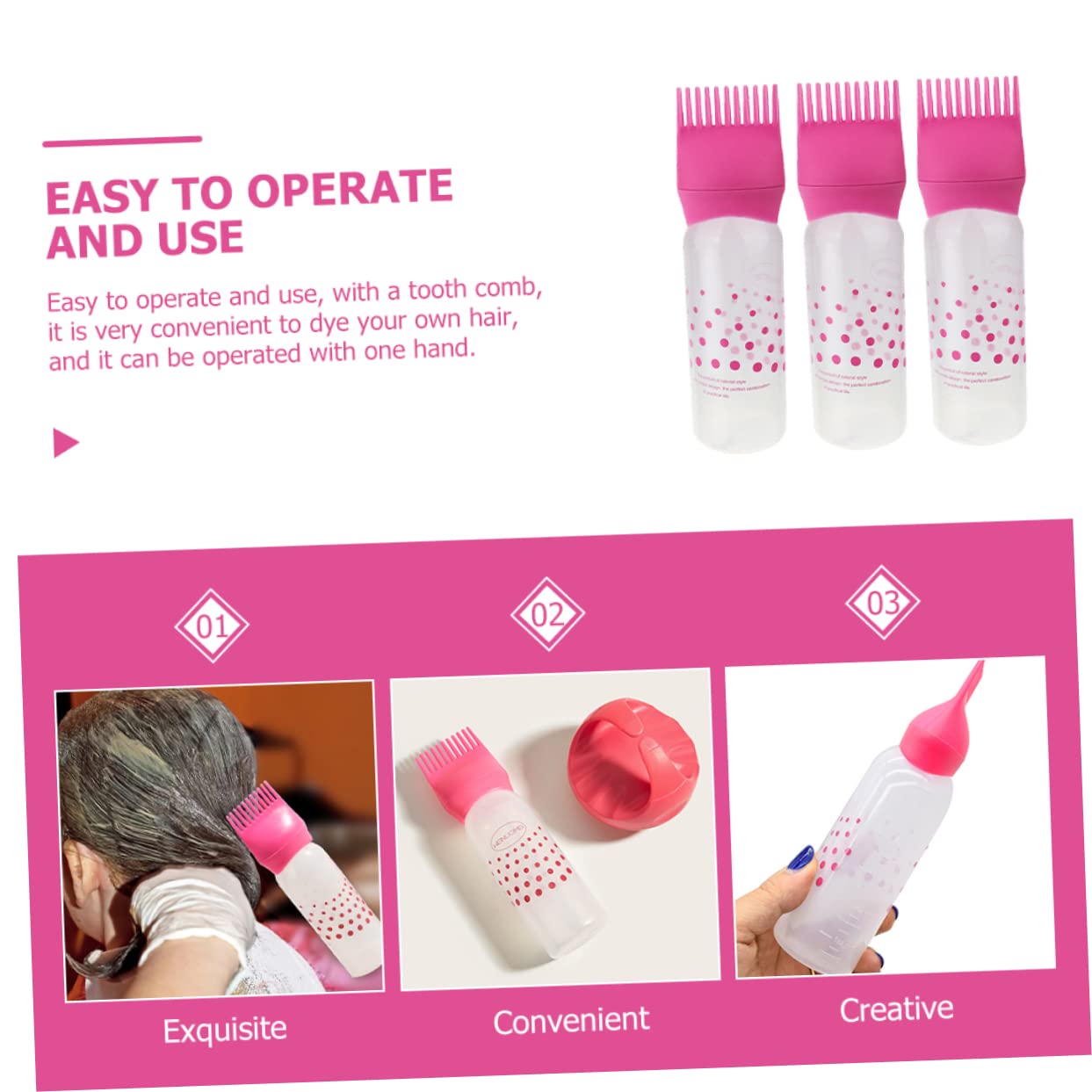 FRCOLOR Root Comb Applicator Bottles Comb Bottle for Hair Coloring Dyeing Oiling Styling