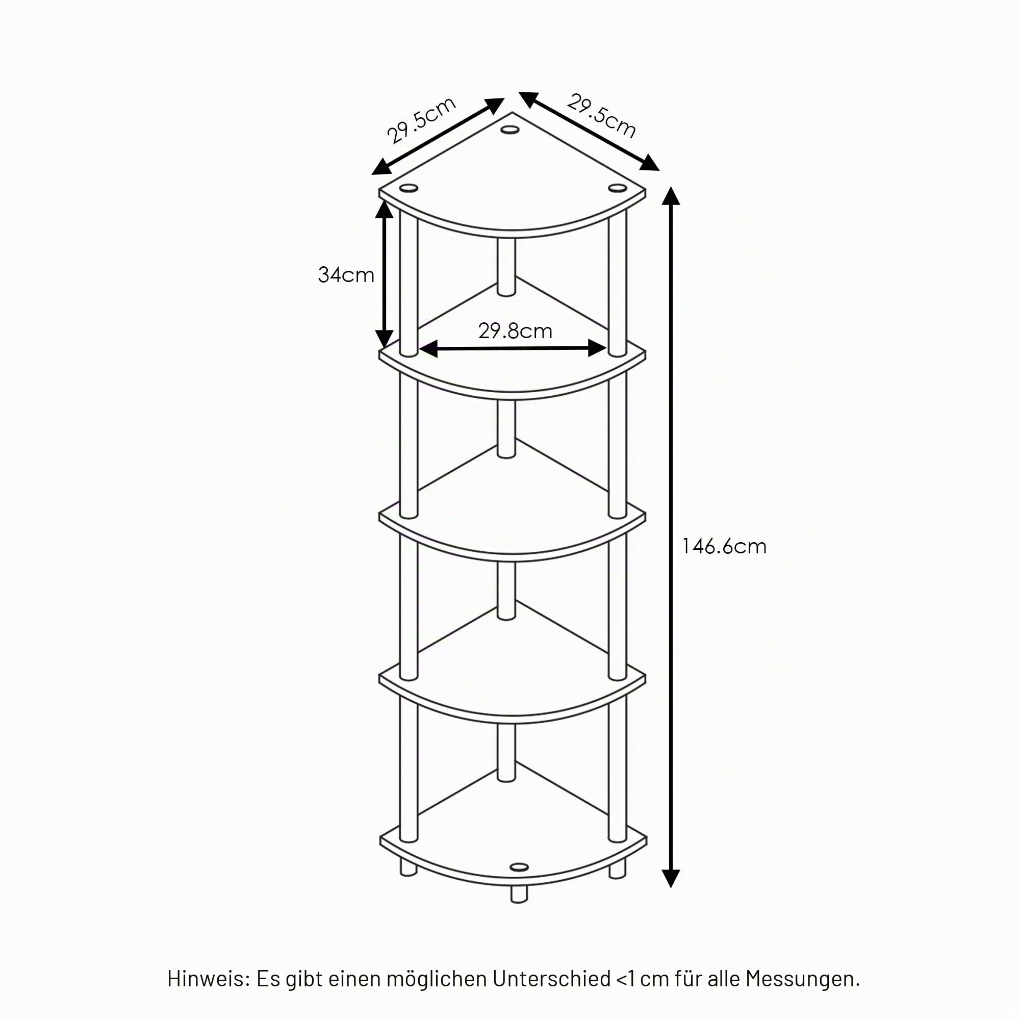 Furinno Eckregal mit 5 Ebenen – Bild 2