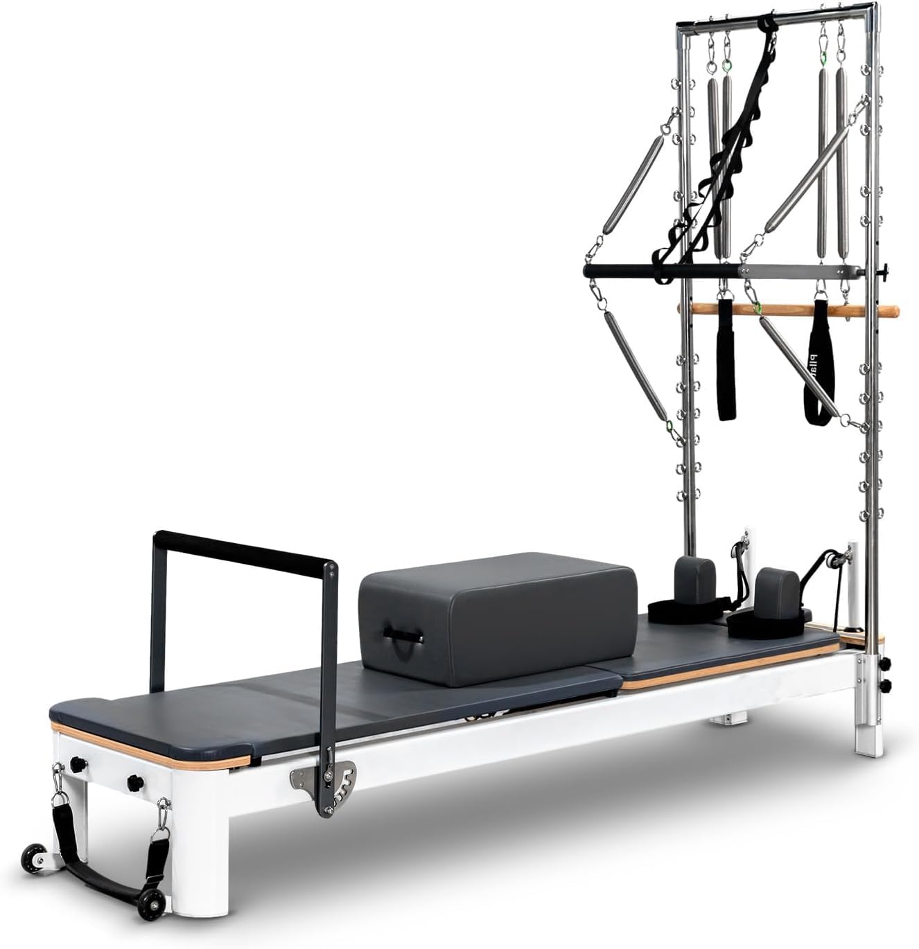Lipsa Pilates Machine Reformer White Aluminum Reformer Pilates Exercise Equipment Training Equipment with Reformer Accessories Pilates Machine (Pilates White Aluminum Reformer withtower)-image-44