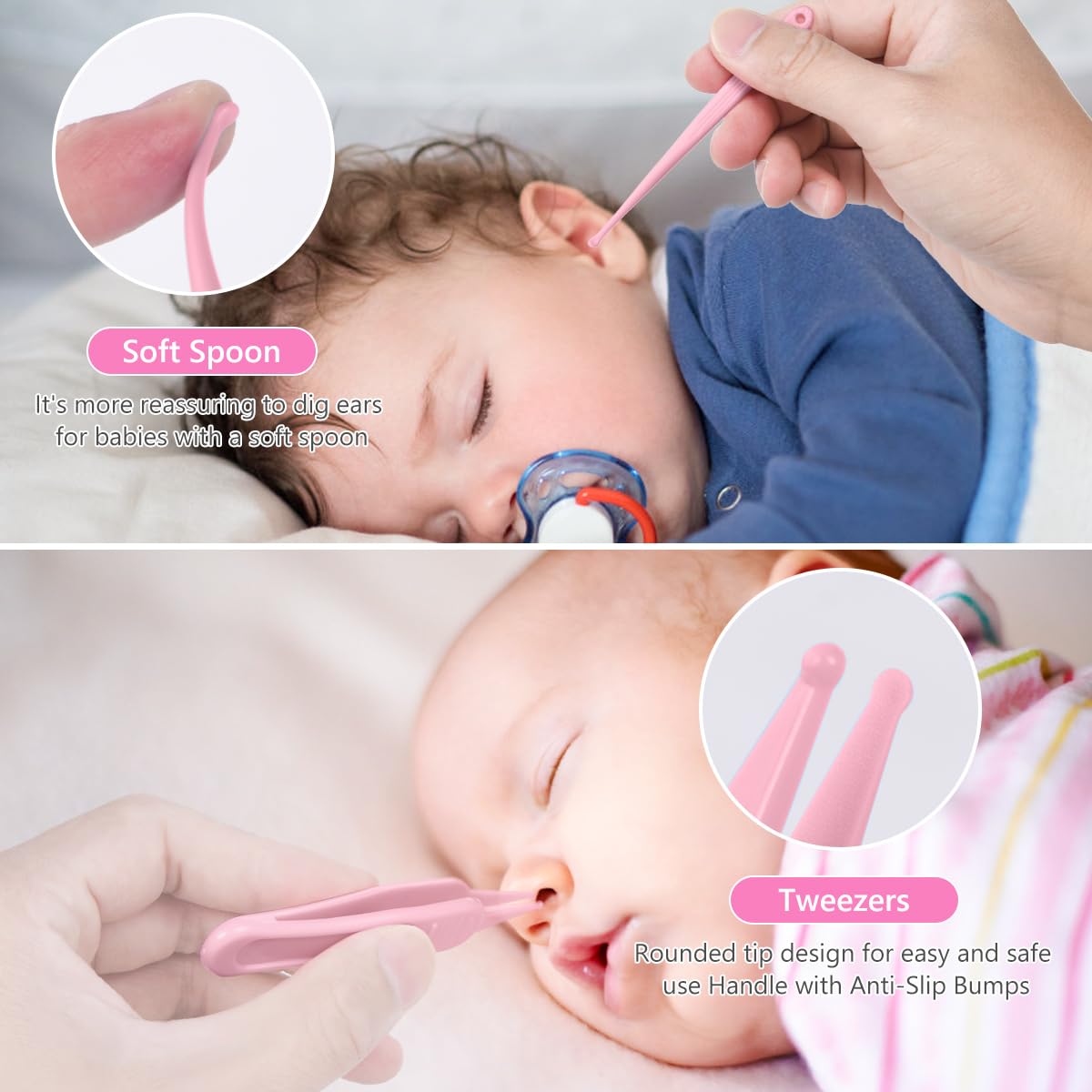 Vicloon Manucure Bébé,5pcs Bébé Soins des Ongles Set,Kit Soins des Ongles Bébés et Jeunes Enfants,Coupe-Ongles,Ciseaux, Lime,Pince et Choix d'oreille