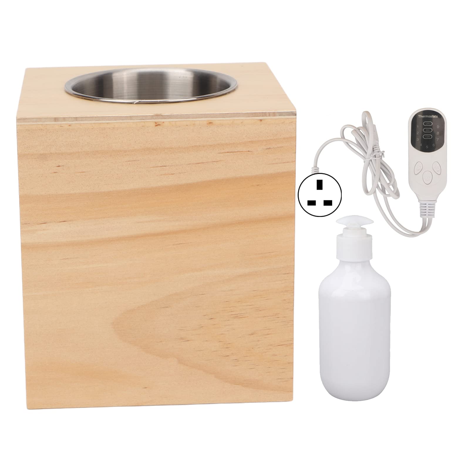 Portable Massage Oil Warmer, Professional Electric Bottle Warmer for Massage Oil, Built In Timer, Temperature Single Bottle Heater for Beauty Salon, Beech