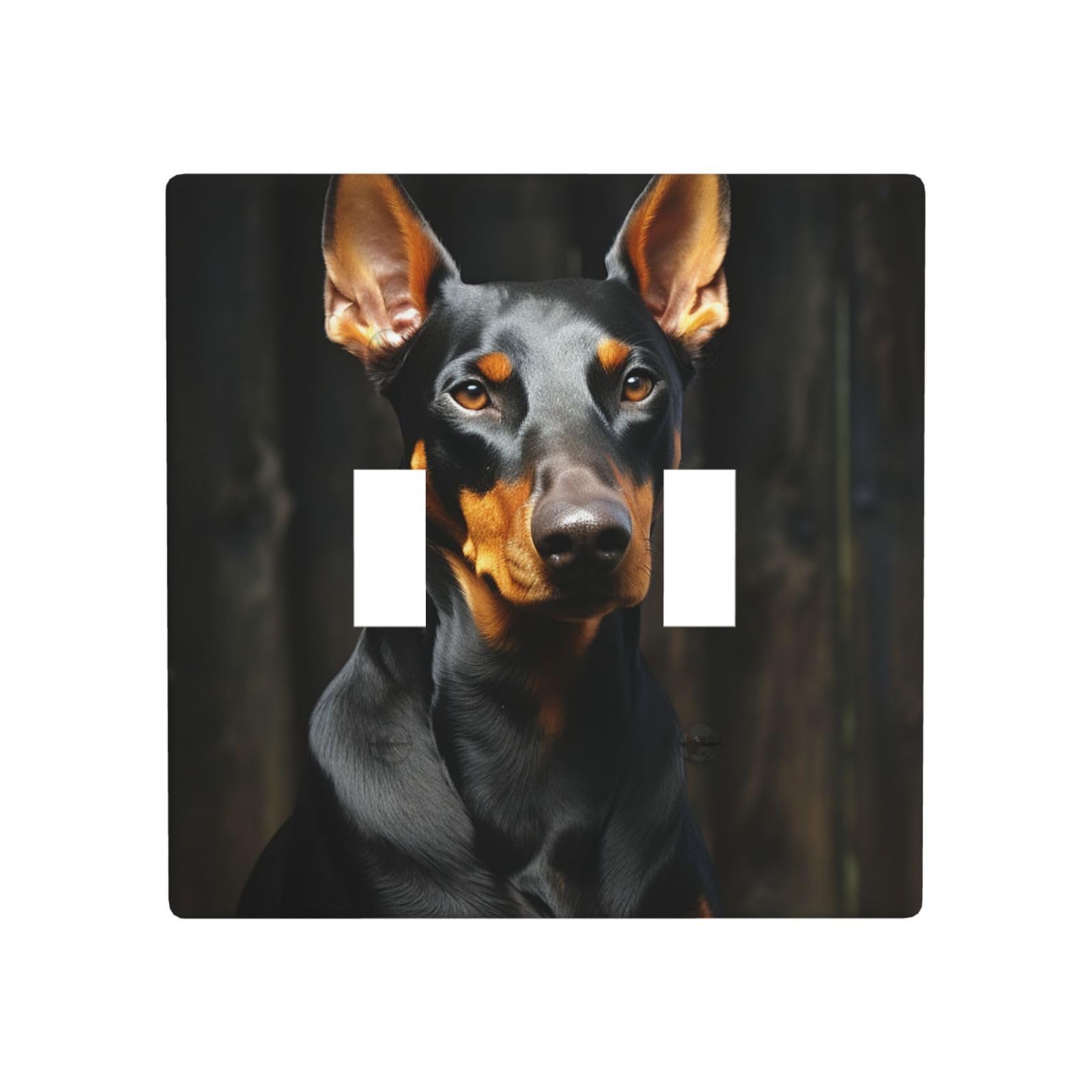 Decorator Double Toggle Light Switch Covers doberman Wall Plate 2-Gang Standard Size 4.5" x 4.5" Double Toggle Switch Wallplate Decorative 2 Gang Wall Switch Plate Covers