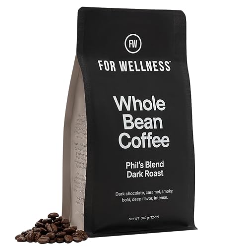 For Wellness Café orgánico de grano entero arábica (12 onzas, tostado oscuro) combina con The Good Stuff para sobrecargar tu café