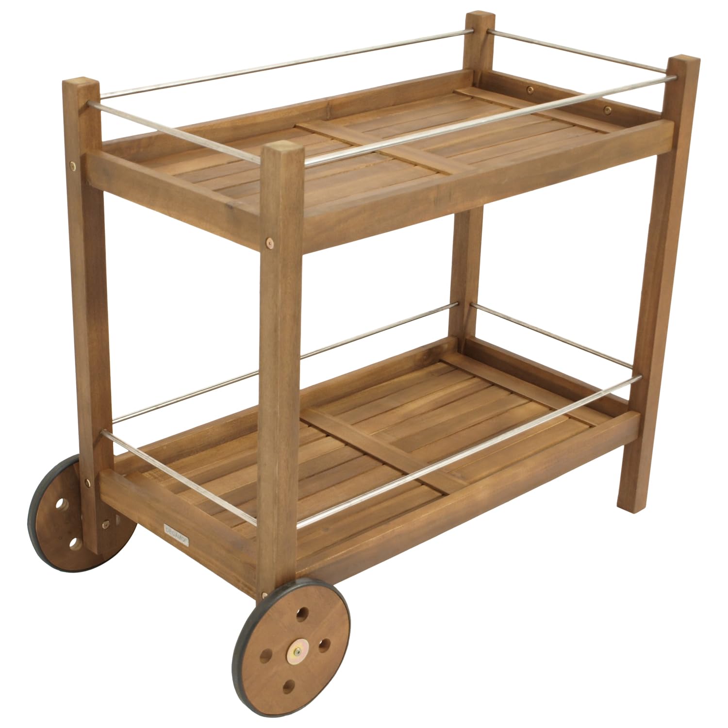 DEGAMO Barwagen Servierwagen Cape TOWN92x84x83cm, Zwei Ebenen, Holz Akazie braun geölt, Outdoor
