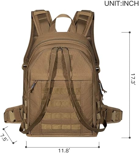Miniatura 8 de EXCELLENT ELITE SPANKER Mochila táctica desmontable que se convierte rápidamente en chaleco para exteriores, Gris, Computadora portátil