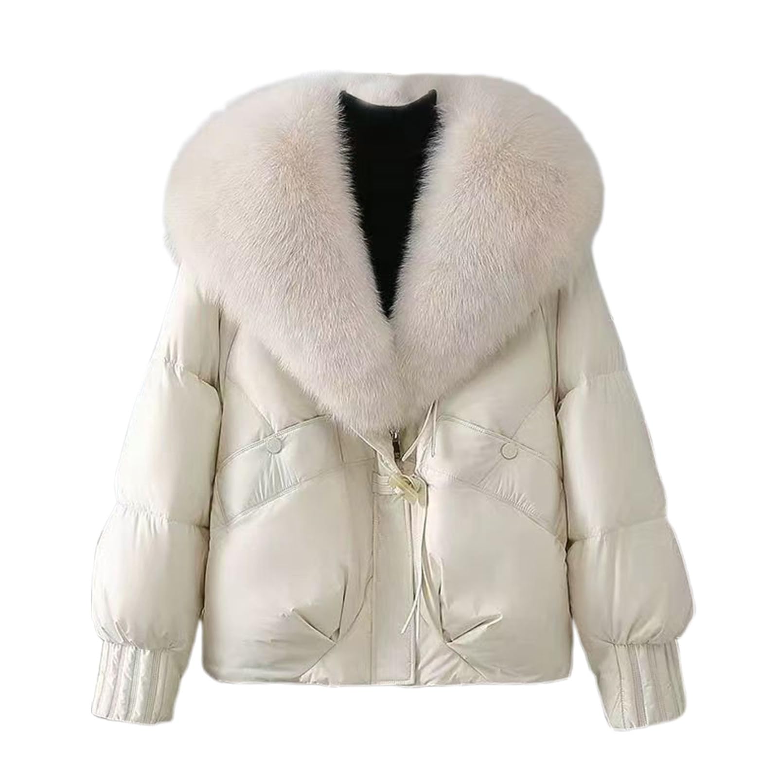Chaqueta Mujer Abrigo Entretiempo Invierno Cazadora Plumiferos，Chaqueta corta acolchada con capucha sintética desmontable abrigo informal mujer corte holgado prenda exterior cálida ideal para uso dia