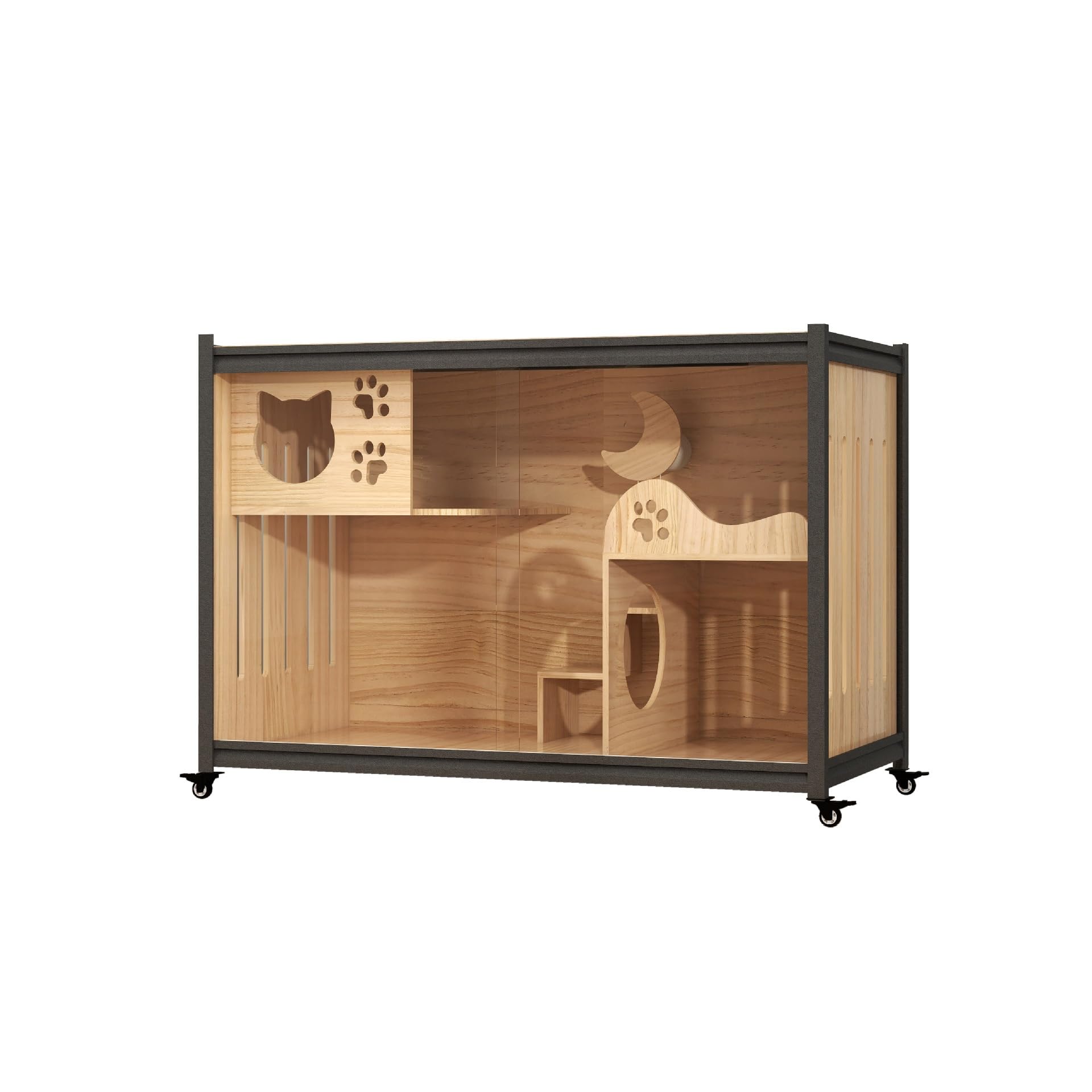 Casa del gatto Armadietto in legno Struttura da arrampicata for gatti Villa for gatti di lusso Spazio extra large Armadietto for gatti for interni Vetrina Nido for gatti Gabbia per gatti