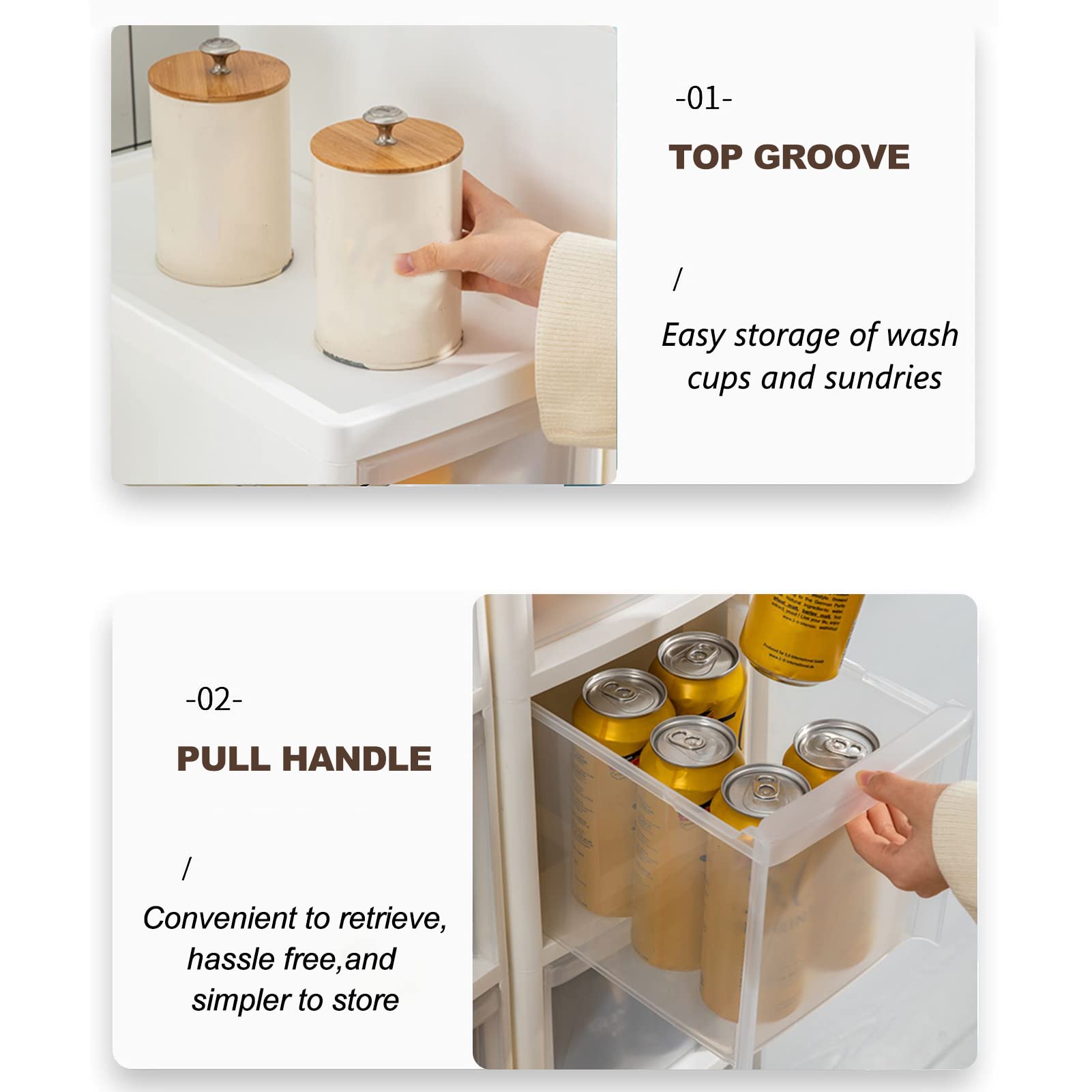 Gabinete de baño Alto y Delgado con ruedas y múltiples cajones: solución de organización Vertical