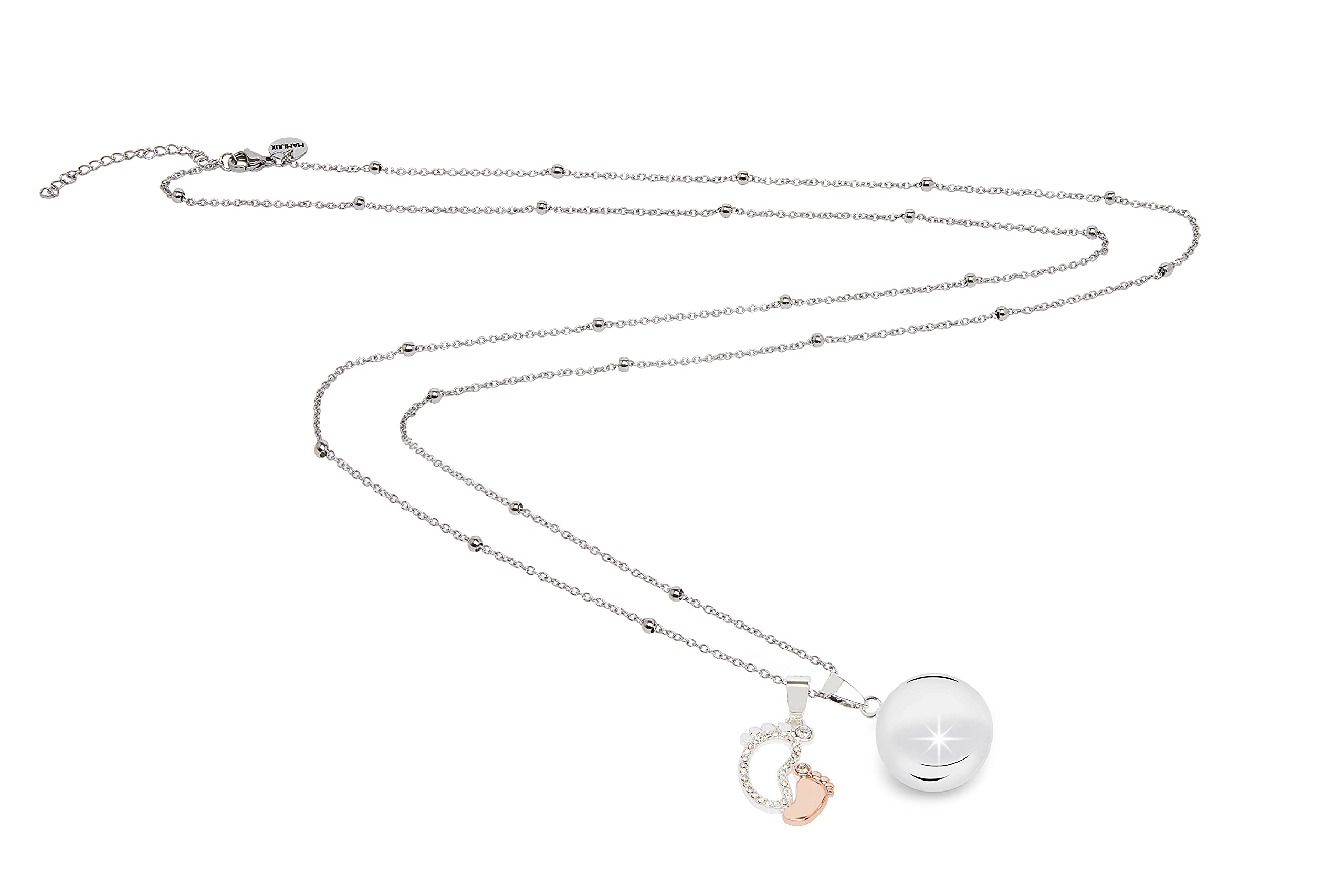 MAMIJUX Chiama Angeli Piedini Mamma Idea Regalo Gravidanza Collana Donna Richiamo degli Angeli Catenina Acciaio