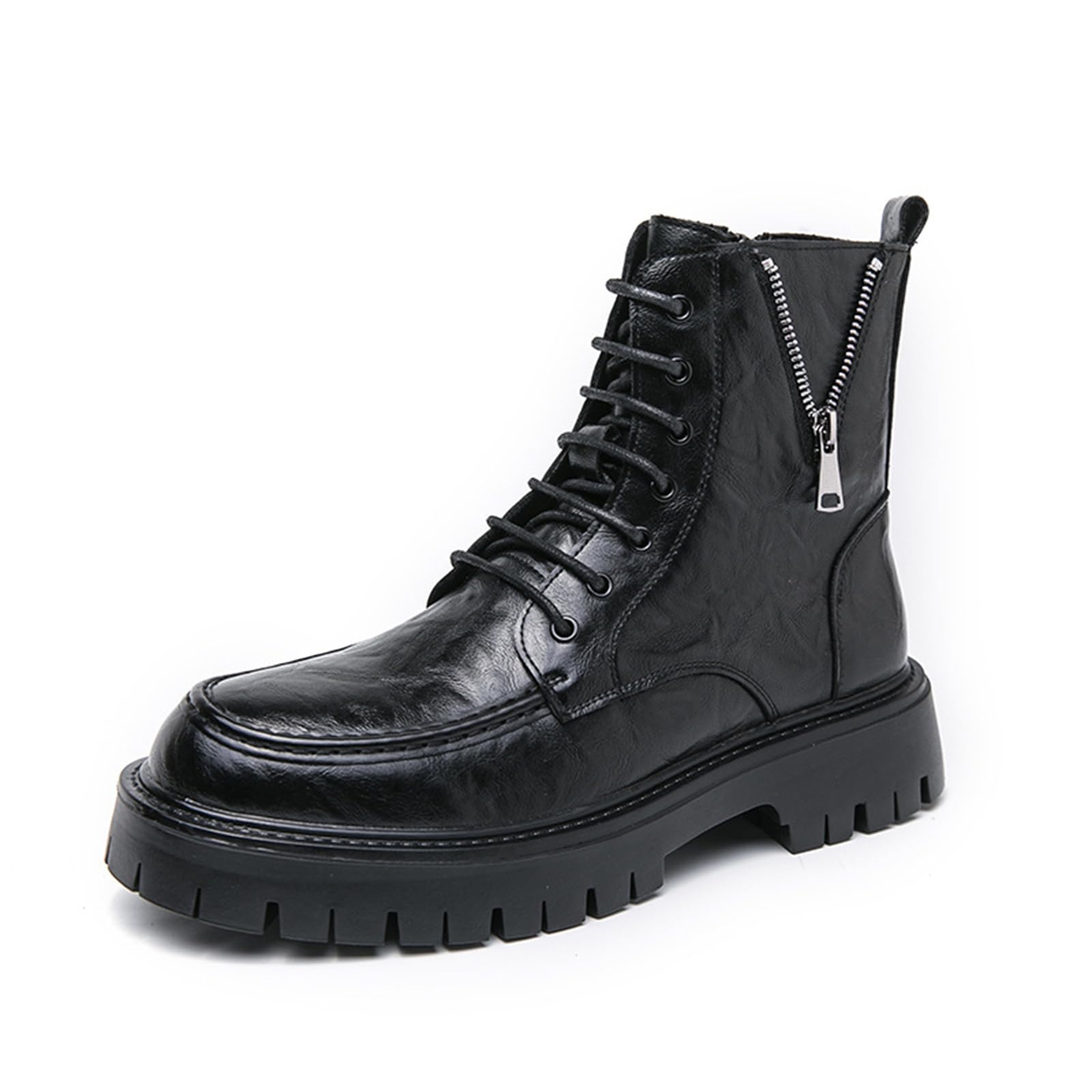 Bottes De Combat À Plateforme À Lacets pour Hommes Bottes De Motard