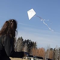 Vista 3 de In the Breeze 3325 - Cometa de diamante de coco de 30 pulgadas, color blanco sólido, divertida y fácil de volar