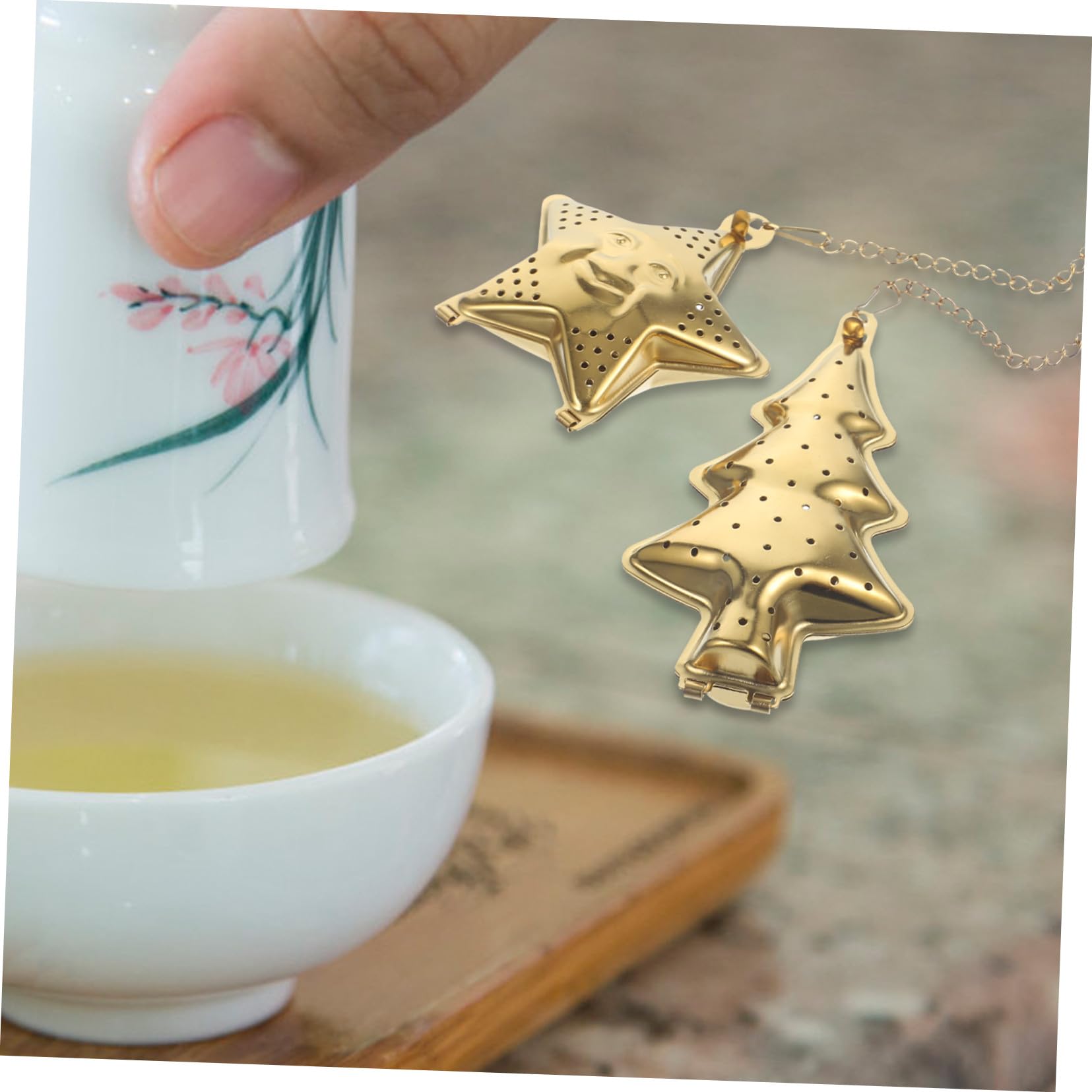 Filtro para Té de Acero Inoxidable 2 Piezas Forma Creativa, Fácil de Limpiar, Adecuado para Infusores de Té Suelto en Cocina Estilo Aleatorio