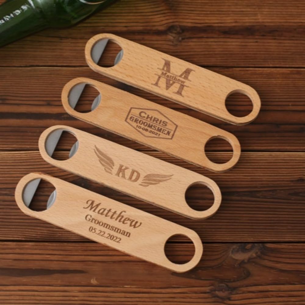 Décapsuleur en bois personnalisé : lot de 10 pour événements, mariages et bars