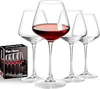 Haoxishui Hand Blown Burgundy Wine Glasses Set of 4 - 16oz Lead-Free Crystal for Red & White Wine, Elegant Wedding & Birthday Gifts