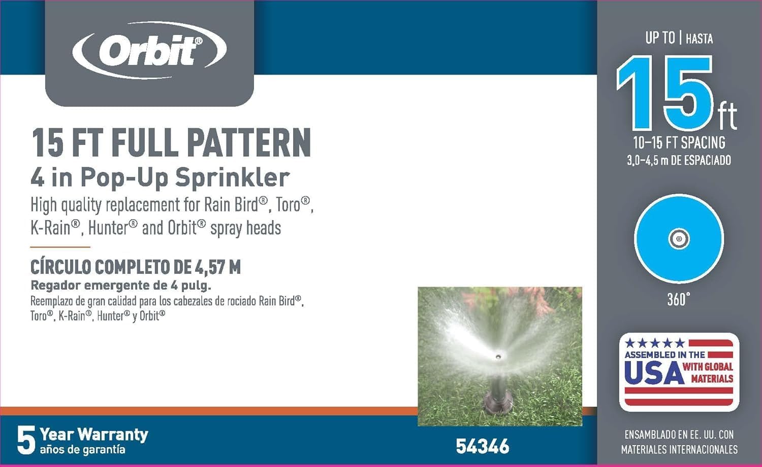 10-Pack Orbit 54346 4" Pop-Up Spray Head Sprinkler with Full Pattern Nozzle (10-Pack 4" Full Pattern)