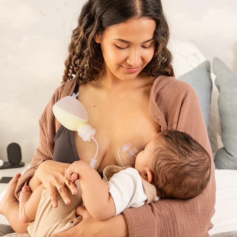 haakaa Set di Tubo di Alimentazione Supplementare e Sacca, Sistema di Allattamento Supplementare per Bambini, SNS Breastfeeding System, Silicone per Alimenti