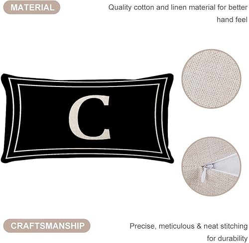 Miniatura 3 de COVOME Funda de almohada corporal con monograma de letra C con letra inicial impresa en dos lados, 12 x 20 pulgadas, protector de almohada corporal