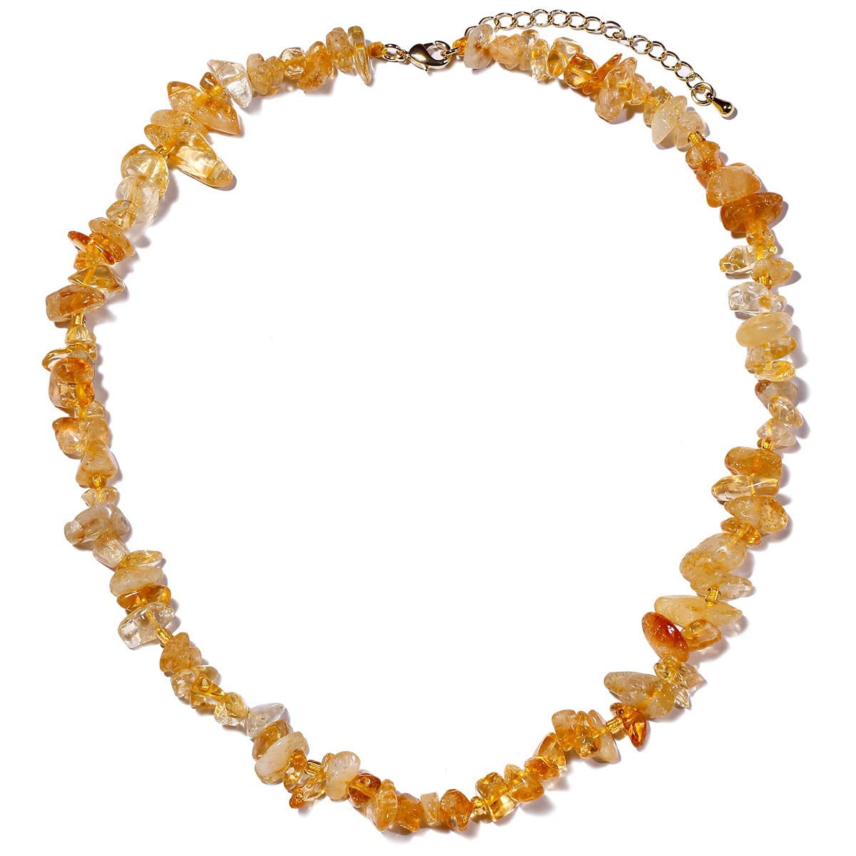 Jewboo Amethyst Rose Quartz Crystal Tumbled Chip Stone Chakra Necklace for Women Healing Crystals and Gemstones Bring Wealth and Luck Balance Meditation Jewelry Gifts (Citrine)