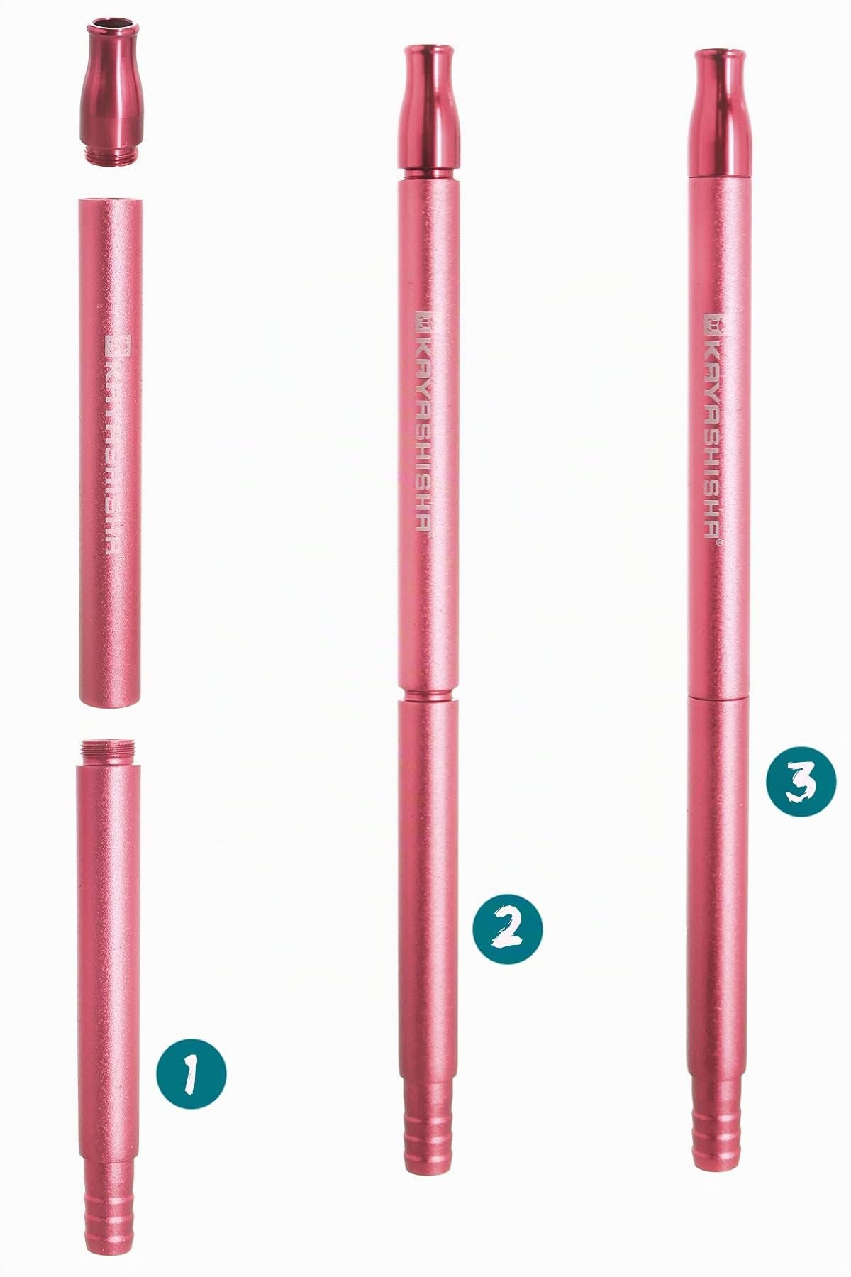 Kaya ELOX Desktop Shisha To Go - 41cm Mini Alu Wasserpfeife, Reise Shisha mit Tragetasche und Zubehör (Carbon/Rosa)