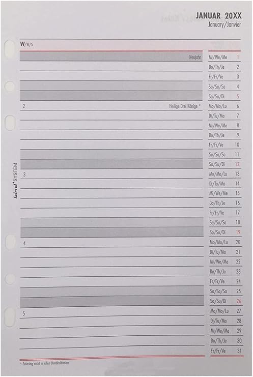 bind Calendar 2025 DIN A5 Calendar Insert Diary Daily Calendar 1 Week / 2 Pages B250825