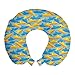 ABAKUHAUS Gelbes U-Boot Reisekissen Nackenstütze, Pop-Art-Stil, Schaumstoff Reiseartikel für Flugzeug und Auto, 30x30 cm, Gelb und Blau