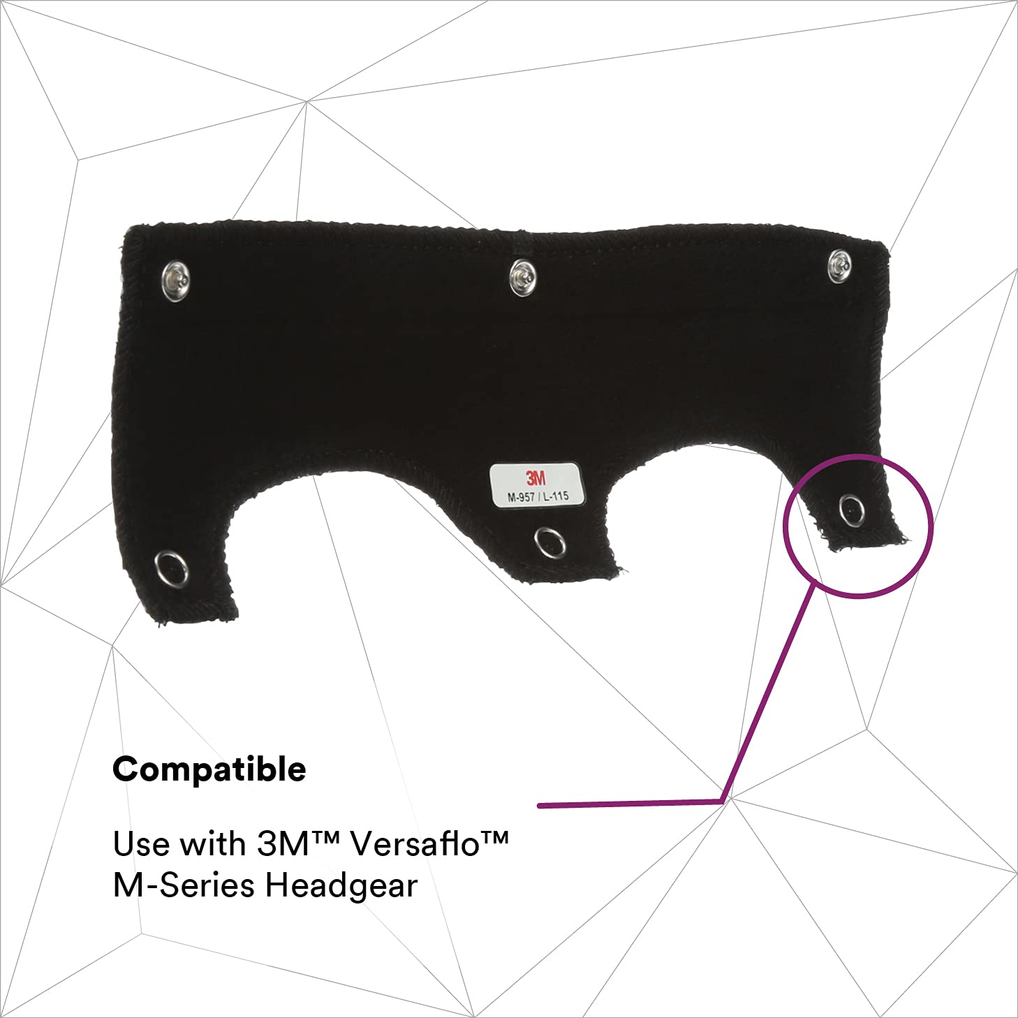 3M PAPR, Versaflo Forehead Comfort/Sweat Pad M-957/L-115 for Whitecap Helmets, Headgear and Hoods, Pack of 10
