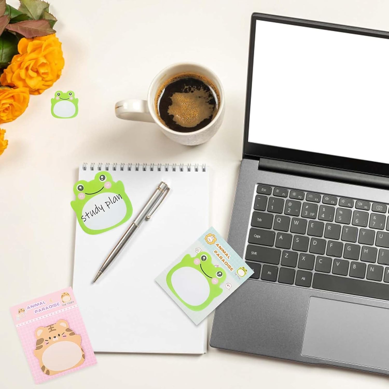 Frog Sticky Notes Kawaii Frogs Sticky Notes Sets, Aesthetic Cute Small Frog Sticky Notes Mini Animal Self-Stick Notes Pads for Frog Lovers Office School Creative Gifts 8Packs(160 Sheets) - Image 6