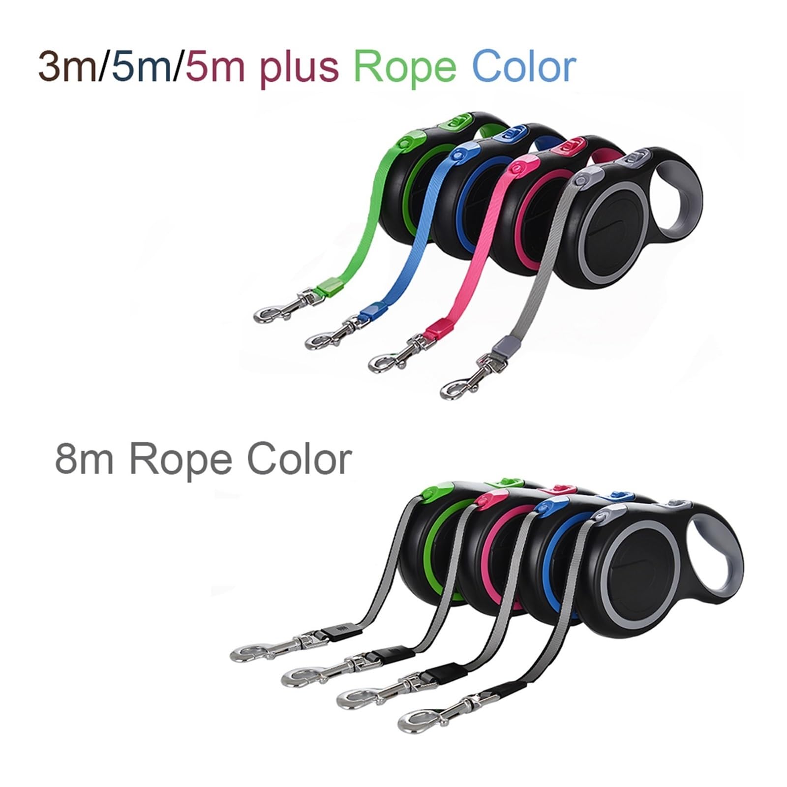 Correa retráctil para perro de 3 m, 5 m, 8 m, 50 kg, accesorios para perros pequeños, cuerda ajustable y duradera para caminar (rosa, 8 m - 50 kg)