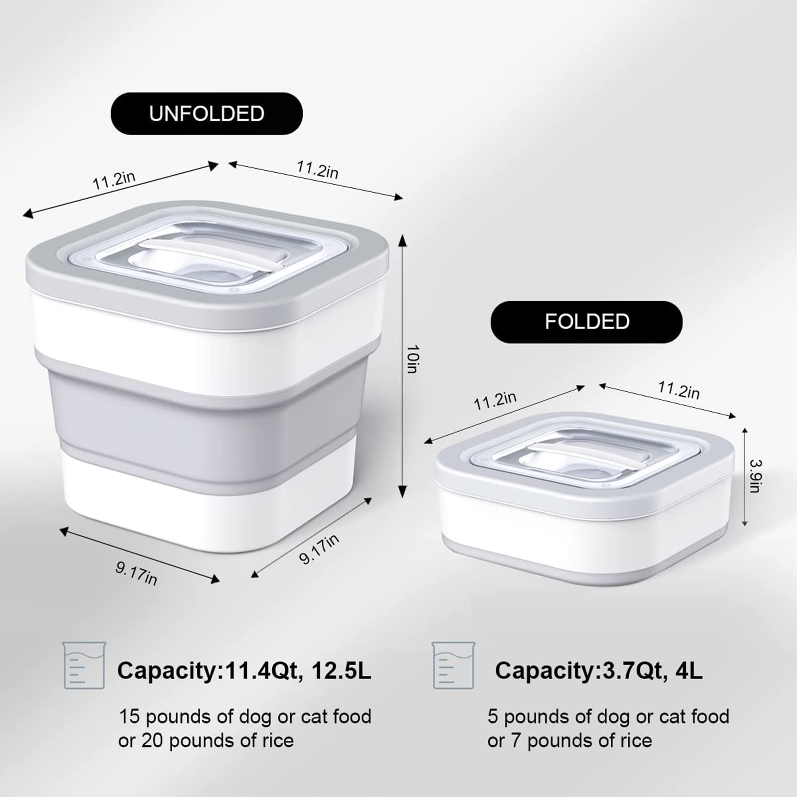 Hundefutter Aufbewahrung Futterbehälter Luftdicht mit Schaufel Messbecher Faltbarer Futtertonne Deckel Dog Food Container