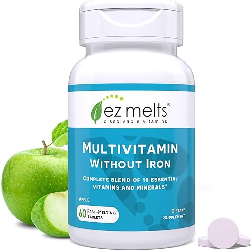 Miniatura 8 de EZ Melts Multivitamínico con hierro vitaminas sublinguales vegano cero azúcar sabor a cereza natural 60 tabletas de disolución rápida