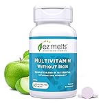 EZ Melts Dissolvable Multivitamin Without Iron, 18 Vitamins & Minerals Including Vitamin A, Biotin, Vitamin B12, Vitamin C, Vitamin D3, Zinc and More, Sugar-Free, 1-Month Supply - 1 Pack