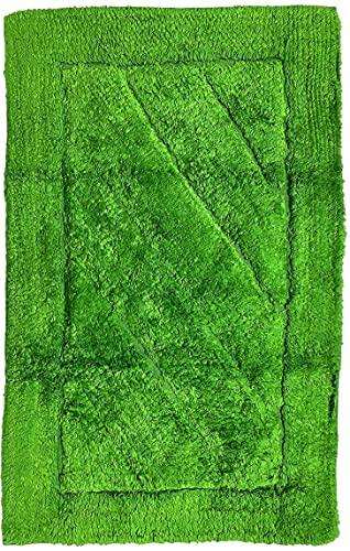 HOME ZEN HOUSEHOLD LINEN tappeto da bagno art. tenero morbido e folto assorbente con antiscivolo sotto vasca doccia lavabo lavandino bidet e wc water toilette 100% cotone (50X80 CM, VERDE SCURO)