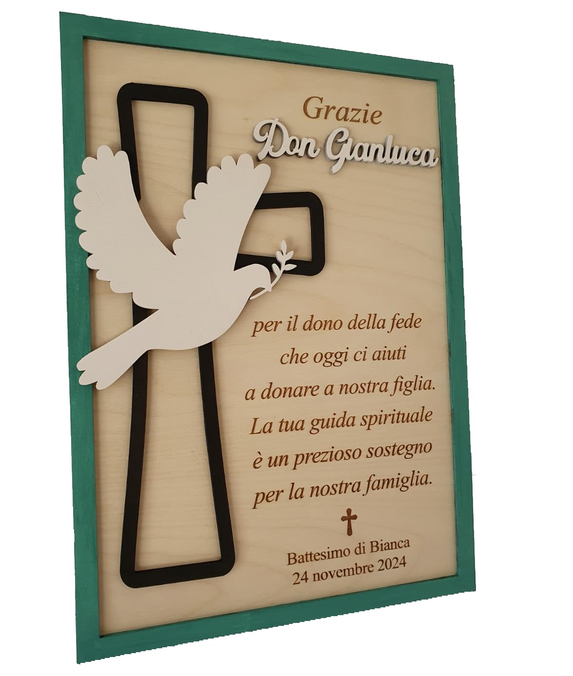 Quadro sacro di ringraziamento per Battesimo, Comunione o Cresima, idea regalo personalizzata per prete o catechista