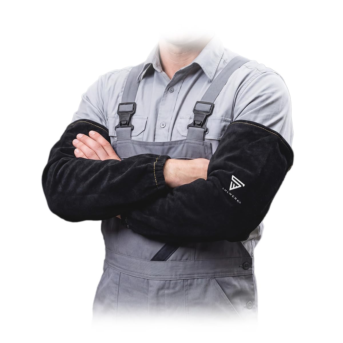 STAHLWERK Manches pour soudeurs | Manchettes pour soudeurs | Manchettes de protection pour soudeurs | Vêtements de protection pour soudeurs avec ceinture élastique en cuir croûte de haute qualité