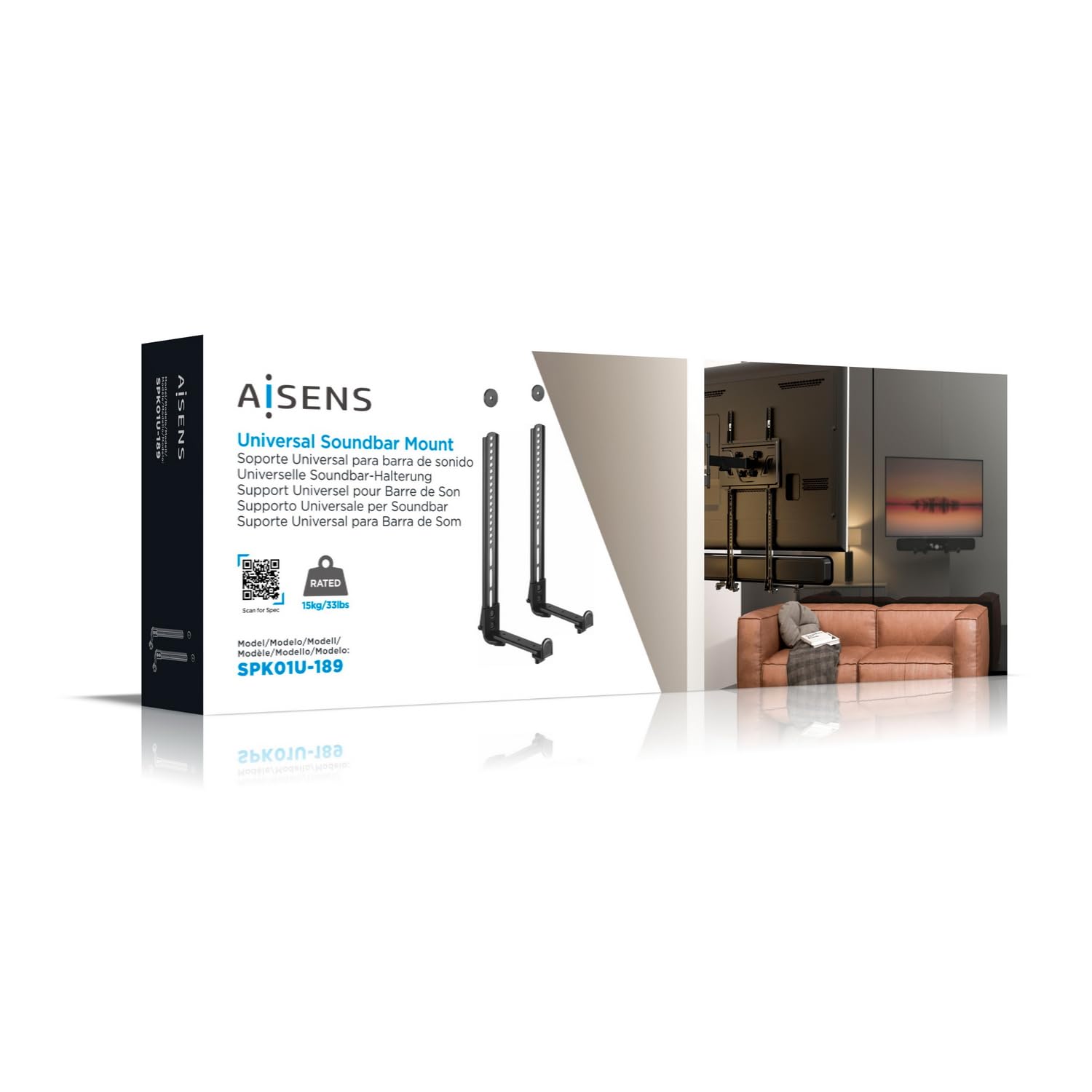 AISENS - SPK01U-189 - Support Universel pour Barre de Son, Noir